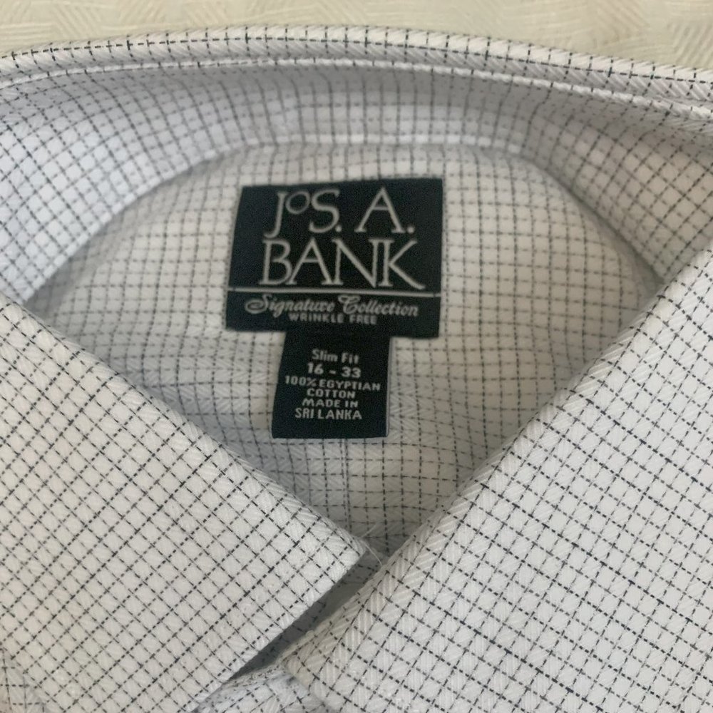 NWT-Jos A Bank Men's Size 16 -33 Black Square Long Sleeve Dress Shirt